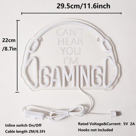 AYDCNQ Gaming Led Neon Sign Light for Wall Decor,Headphone Can't Hear You I'm Gaming Neon Sign,Video Game Zone Neon Light for Boys Men Teen Gamers