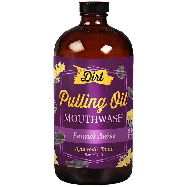 THE DIRT Oil Pulling Mouthwash - Gluten Free - Removes Plaque, Tartar, Bad Breath & Whitens Teeth (Fennel Anise, 8 Ounce)