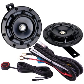 FARBIN 12v Loud Car Horn Metal Twin Disc Horns with Button Switch Electric Truck Horn