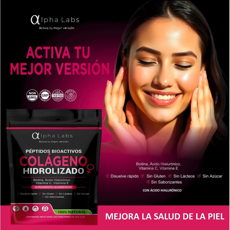 Alpha Labs Colágeno Hidrolizado 500g Antiedad Piel Péptidos