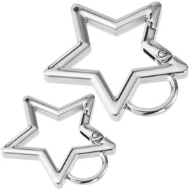 OIIKI 2 PCS Star Carabiners with Ear, Star Keychain Clip Heavy Duty, Keychain Carabiner for Fishing, Camping, Hiking - White