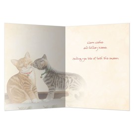 Tree-Free Greetings Happy Holidays Cards and Envelopes, Winter Card Set, 5 x 7 Inch Cards, Box Set of 10, Kitten Kiss, (HB93347)