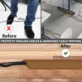 Floor Cord Covers Channel, Floor Cable Cover Protector, 3cm x 1m Heavy Duty Wire Cover, Protect Cables and Prevent Trip Hazards, Suitable for All Power Cords, Home, Warehouse, School(Light Brown)