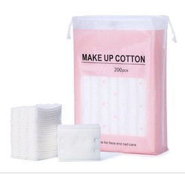 200 Pcs Rectangle Pure Organic Facial Makeup Cotton Pads Lint Free Cotton Remover Pads Square Face Cleansing Pads Wipes Cotton Pieces Cotton Puff for Face Discharge Makeup Skin Clean and Care