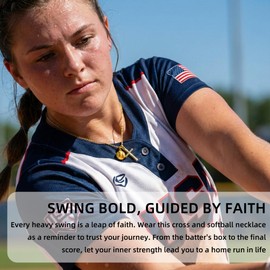 BydGxy Softball Necklace for Teen Girls Women, Gold Cross Sports Jewelry Gifts, Tennis Football Stuff Accessories for Team Player Coach Mom, Christian Valentines Birthday Tournament Essentials