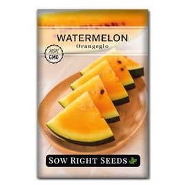 Sow Right Seeds - Orangeglo Watermelon Seeds for Planting - Non-GMO Heirloom Packet with Instructions to Plant & Grow an Outdoor Home Vegetable Garden - Large Orange Sweet Melon - Garden Gift (1)