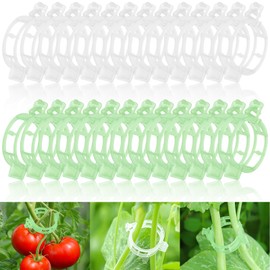 FLEXNOVA Pack of 200 Plant Clips for Climbing Plants, Plant Clips, Large White Green, Plastic Tomato Clips, Plant Clips, Wall Small Tomato Hooks for Trellis, Tomatoes, Trellis, Cucumbers, Plants