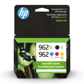 HP Cartuchos de tinta originales 962 cian, magenta, amarillo962XL negro (paquete de 4)  Works OfficeJet serie 9010, OfficeJet Pro 9010, serie 9020... 