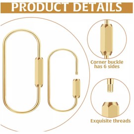 6 Pcs Gold Simple Style Brass Key Rings Screw Lock Carabiner Keychain Clip Purse Charms Car Key Organizer Locking Clip Outdoor Sport Accessories for Men Women