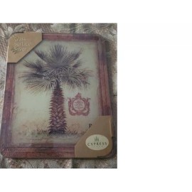 Cypress Havana Palm Tree Bombay  Glass Cutting Board, 8"x10" NEW