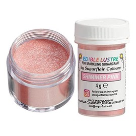 Sugarflair Shimmer Pink Edible Lustre Dust, Add a Lustrous Shine to Cakes or Decorations. Brush On or Add Rejuvenator to Create Eye-Catching Edible Paint, Gives Shine to Your Bakes - 4g