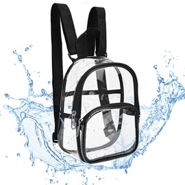 TYXHXTF Klarer Rucksack, Mini Transparent Wasserdichte Schulrucksack, Durchsichtiger Handtasche Unisex, Schultasche für Arbeit Konzert Sport Reisen (Schwarz)