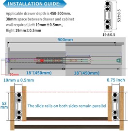 CXHIIA Heavy Duty Drawer Slides 264Lbs Locking Side Mount Full Extension Ball Bearing, 12"-40" Tool Box & RV Drawer Tracks Cabinet Runners Sliding Rails Glides (1 Pair, 18 Inch)