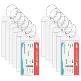Vicloon Luggage Tag Set of 12 Transparent Cruise Luggage Tags with Clip Closure and Screwable Metal Strap for Cruise Lines
