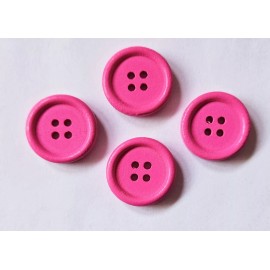 Unbranded Set of 4 Bright Pink Wood Button - 4 Holes 3/4"