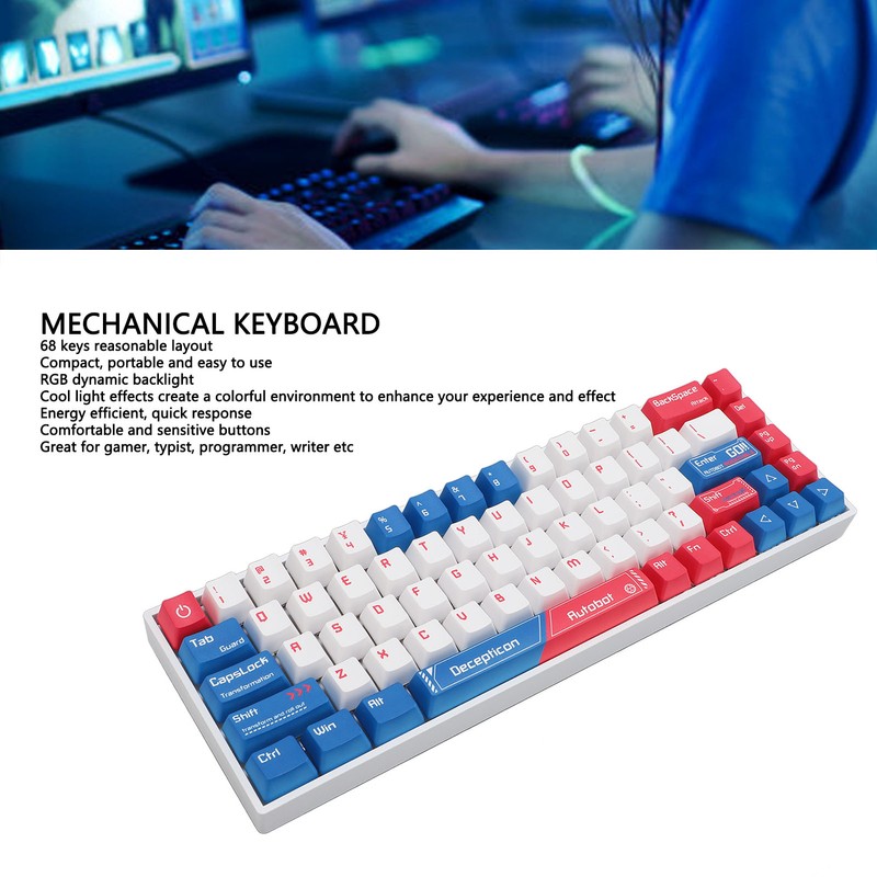 68 Key 60% Mechanical Gaming Keyboard RGB Backlit 3 Mode