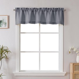 Chyhomenyc Dark Grey Valance for Windows, Burlap Faux Linen Textured Semi Sheer Small Window Curtain, Rod Pocket Bathroom Laundry Basement Curtains, 60Wx18L Inch, 1 Piece