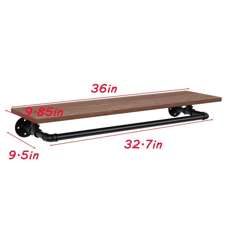 TEDIDUWA Clothes Rack 36in, Wall Mounted Garment Rack with Real