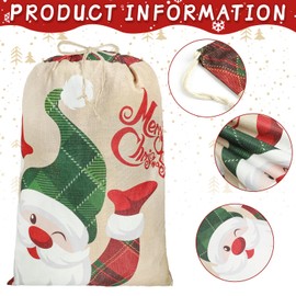 JOFONY Christmas Sacks, Christmas Bags Large Santa Sacks - 2 Pack Canvas Bags Christmas Drawstring Bags for Xmas Stockings Stuffers（48 x 66cm）