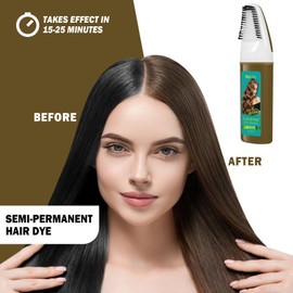 Brown Hair Dye,Hair Dye Shampoo for Women,Hair Color for Gray Hair Coverage Permanent,Comb Dyeing Champu Para CanasHair Dye 4 in 1 With Comb Herbal Natural Plant Hair Color Shampoo(Brown)