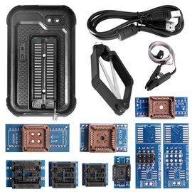 APKLVSR Universal USB Programmer, T48 Mini Pro Programmer with 10 Adapters, SOP8 to DIP8, for SPI/Nor/NAND Flash/EMMC/IC Tester eprom Programmer with ICSP Port