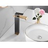 Bathroom Vessel Faucet Black Gold Waterfall One Hole Bowl Sink