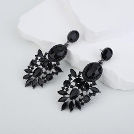 Denifery - arete colgantes de vidrio para mujer, con forma de lágrima y diamantes de imitación, para boda, graduación, Metal, No es una piedra preciosa