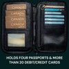 Premium Leather Travel Passport Wallet, Multi-Card Document Organizer with Canadian