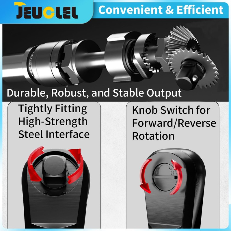 JEUCLEL Offset Extension Wrench for Electric Drill, with 4 Socket