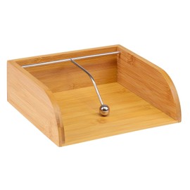 Westmark Napkin Holder, with Stainless Steel Weight, Suitable for 33 x 33 cm - 1/4 fold Napkins, Dimensions: 21.5 x 20 x 7 cm, Bamboo/Stainless Steel, Tapas + Friends, Light Brown/Silver, 69942270