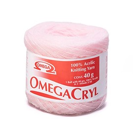 OMEGACRYL [40grs] by Omega - 3-Thread Yarn Ideal for Embroidery, Knitting and Crafts - Color 40-Baby Pink 33