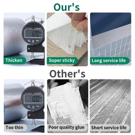 KAIYUER Butyl Tape Waterproof Tape,Aluminum Foil Tape Butyl Sealant Tape for RV Awning Repair, Window, Silicone, Boat and Pipe Sealing, Glass & EDPM Rubber Roof Patching, Silver,6 Inchx16.4 Feet