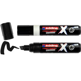 edding X multi marker - black & white color set - 2 acrylic paint pens - chisel nib 2-10 mm - acrylic paint markers for drawing on t-shirts, sneakers, phone-cases and more