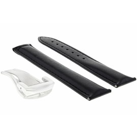 Ewatchparts 20mm Leather Watch Band Strap Compatible With Omega Seamaster Planet Deployment Clasp Black