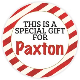 This is a Gift for Paxton - Circle Sticker Decal 3 Inch - Candy Cane Merry Christmas Gift Tag Present Tree Holiday Custom Name Santa Claus
