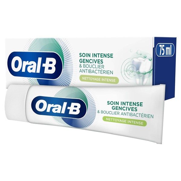 Oral-B Dentifrice Soin Intense Gencives et Bouclier Antibactérien Nettoyage Intense 75ml, Blanc, 75.00 ml (Lot de 1)