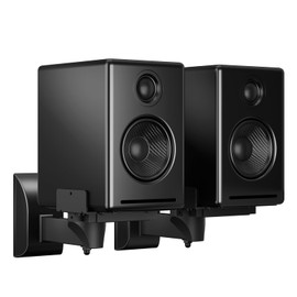Suptek Speaker Wall Mounts - Dual Speaker Stands for Surround Sound, Universal Bracket, Tilt Swivel Shelves Up to 55lbs (Black, 2 Pack)