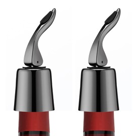 Stainless Steel Wine Bottle Stoppers with Silicone - Reusable Wine Freshness Keep,Wine Bottle Sealer Stopper, Ideal Wine Saver Accessory Gift (Black,2 Pack)