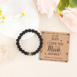 To My Son Bracelet from Mom Bracelets for Teens I Love You To The Moon And Back Jewelry Christmas Gifts for Men Teenager Gift Stocking Stuffers for Teens Birthday Gifts for Adult Son In Law Teenage