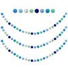 3 guirnaldas de bolas azules con pompones hechos a mano