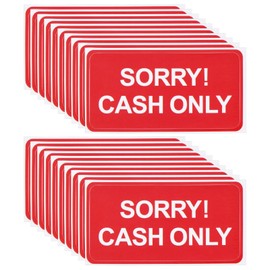 SG Store 20pcs Sorry Cash Only Vinyl Stickers 75 x 38mm Cash Only Waterproof Outdoor Sticker for Shop Cafe Car Taxi Business Office Red