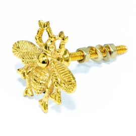 ETHNICITI Golden Bumble Bee Handcrafted Vintage Knob Cupboards Drawer Cabinets Wardrobe Dresser Vanity Kitchen Bedroom Living Room Upcycle Furniture Shabby Chic Animal Metal Gold Bee Pull Handle