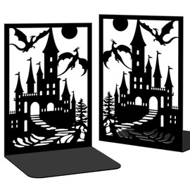 ACRNIGHEET 2 Pieces Metal Bookends for Shelves Dragon Bookends Decorative Heavy Duty Book Ends for Heavy Books Unique Gifts Book Ends for Home Office 4.7"x3.5"x7"