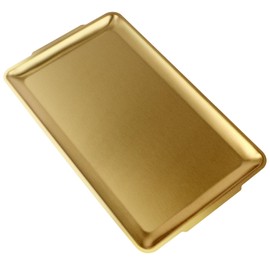 Sanbege Large Stainless Steel Serving Platter, 15.7" Rectangle Camping Plate, Vanity Organizer Tray for BBQ, Party, Buffet, Appetizer, Bathroom Supplies (Brushed Gold)