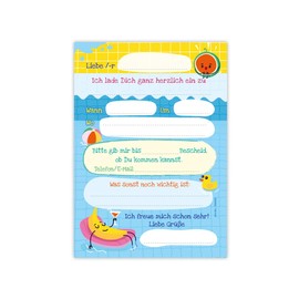 Minkocards 12 Invitation Cards for Children's Birthday Party Swimming Pool Swimming Boys Girls Invitation Boys Birthday Girls Birthday Party
