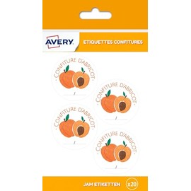 AVERY Pack of 20 Apricot Jam Labels Diameter 47.5 mm