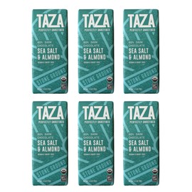 Taza Chocolate Organic Amaze Bar 80% Stone Ground, Sea Salt Almond, 2.5 Ounce (6 Count), Vegan