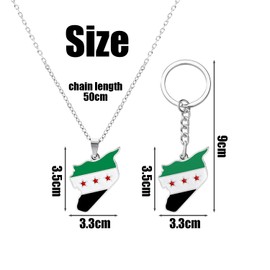 GTYHH 1 Syria Flag Necklace and 1 Keychain Creative Jewelry Gift Jewelry Stainless Steel Jewelry Party Memorial Jewelry, Alloy Steel