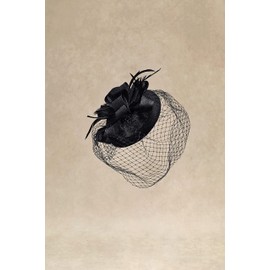 BABEYOND Fascinator Hat Veil Feather Fascinators Hair Clip Tea Party Pillbox Derby Hat Fascinator Bridal Wedding Veil Black