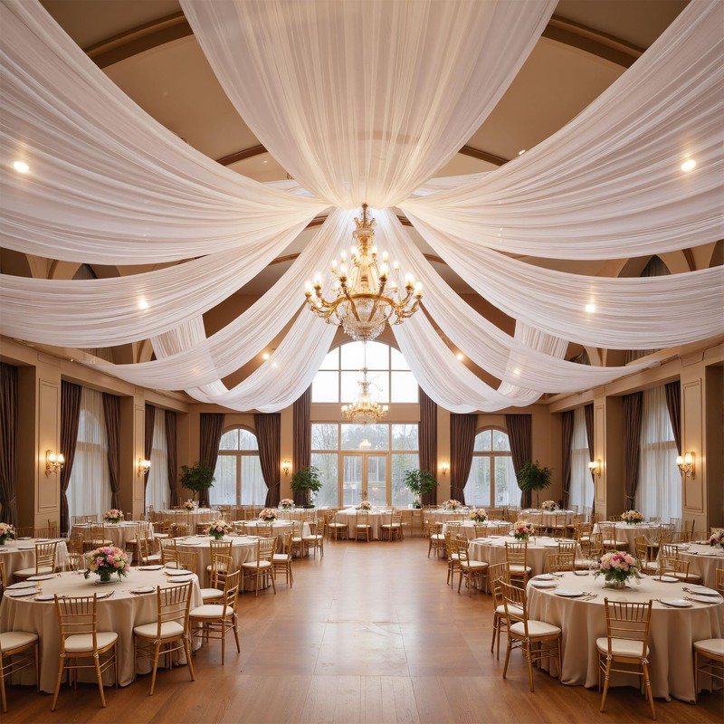 Silver Metallic Ceiling Drapes Hanging Kit 24 Inches Hoop Metal